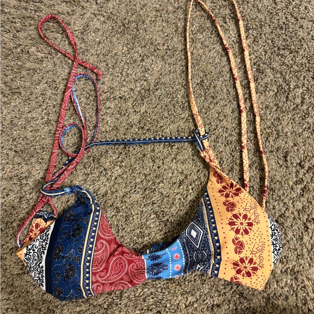Women’s tribal/boho bikini top. The back and straps are all connected